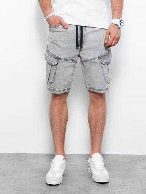 Zdjęcie produktu Krótkie spodenki męskie jeansowe - szare V4 - Rozmiar: XXL Ombre Clothing
