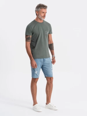 Krótkie spodenki męskie jeansowe z dziurami - jasnoniebieskie V1 OM-SRDS-0114
 -                                    S