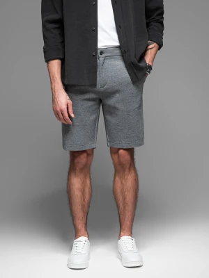 Zdjęcie produktu Krótkie spodenki męskie SLIM FIT ze strukturalnej melanżowej dzianiny – czarne V2 - Rozmiar: S Ombre Clothing