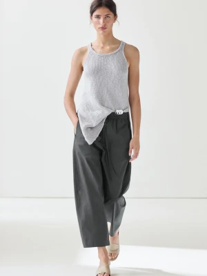Krótkie Spodnie Barrel Fit Z Technicznego Materiału - Niebieski - Massimo Dutti - Female