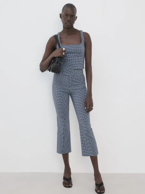 Krótkie spodnie w kratkę vichy niebieski - Kobieta - - MANGO