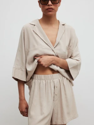 Zdjęcie produktu Krótkie szorty z lnem w kolorze SAND PEARL - ARCOS-XS Marsala