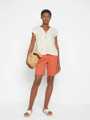 Krótsza bluzka z domieszką lnu, z rozcięciami po bokach bonprix