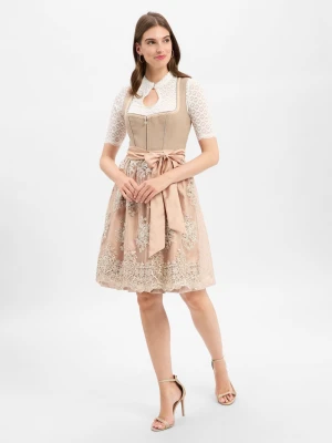 Krüger Dirndl Damski dirndl Kobiety Sztuczne włókno beżowy|pomarańczowy jednolity,