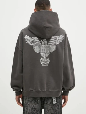 KSUBI bluza bawełniana Eagle Ekcess męska kolor szary z kapturem z aplikacją MPS25FL009