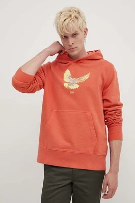 KSUBI bluza bawełniana flight kash hoodie męska kolor pomarańczowy z kapturem z nadrukiem MPS24FL009