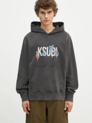 KSUBI bluza bawełniana Graff Rose Kash Hoodie męska kolor szary z kapturem z nadrukiem MPF24FL010