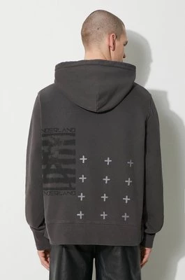 KSUBI bluza bawełniana portal kash hoodie męska kolor szary z kapturem z nadrukiem MPS24FL011