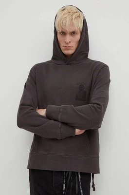 KSUBI bluza bawełniana portal kash hoodie męska kolor szary z kapturem z nadrukiem MPS24FL011