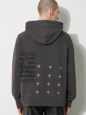 KSUBI bluza bawełniana portal kash hoodie męska kolor szary z kapturem z nadrukiem MPS24FL011