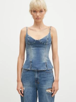 KSUBI bluzka jeansowa Athena Bustier Aged damska kolor niebieski gładka WFA24FT001