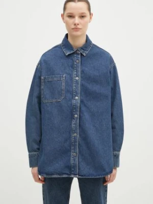 KSUBI koszula jeansowa Oversized Longsleeve Shirt Subway damska kolor niebieski relaxed z kołnierzykiem klasycznym WPF24SH007