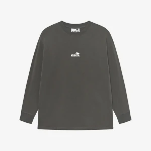 Kubota Longsleeve bawełniany Statement brązowy oversize S