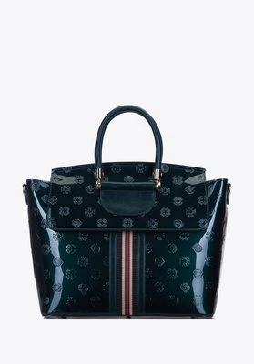 Kuferek lakierowany z klapą i tłoczeniami szmaragdowy Wittchen