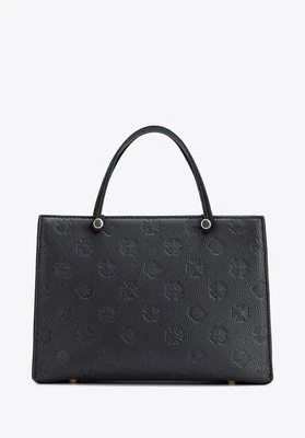 Kuferek z ekoskóry z tłoczoną sygnaturą mały czarny Wittchen