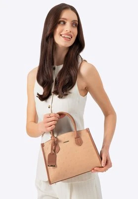 Kuferek z imitacji skóry w sygnaturę beżowy Wittchen