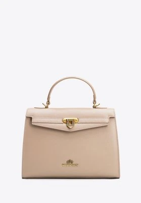 Kuferek ze skóry naturalnej z dekoracyjnym zapięciem beżowy Wittchen