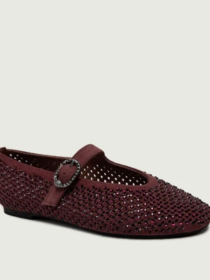 Kurt Geiger Baleriny Mayfair Mary Jane | zamsz bordowy