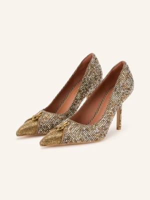 Kurt Geiger Czółenka Zip Court Z Kamieniami Ozdobnymi gold
