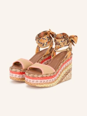 Kurt Geiger Klapki Na Platformie Scarf Z Kamieniami Ozdobnymi beige