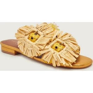 Kurt Geiger Klapki RAFFIA BUCKLE FLAT