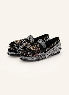 Kurt Geiger Loafersy Pom Pom Z Ozdobnymi Kamykami schwarz