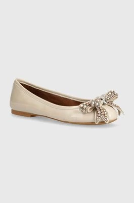 Kurt Geiger London baleriny skórzane Bow Ballerina kolor beżowy 621344109