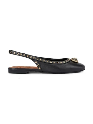 Kurt Geiger London baleriny skórzane Chelsea Ballet Sling kolor czarny z odkrytą piętą 4735100109