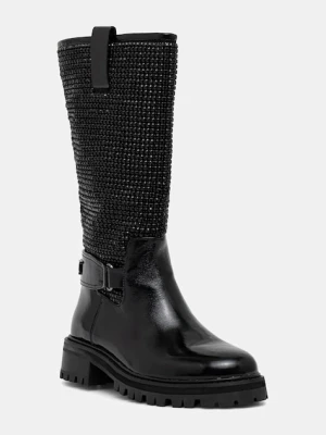 Kurt Geiger London botki Kurt Mid Calf Boot damskie kolor czarny na płaskim obcasie 4992800039