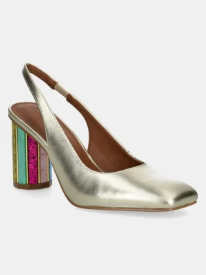 Kurt Geiger London czółenka skórzane Perspex Heel Sling kolor złoty na słupku z odkrytą piętą 3968561109