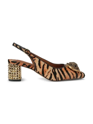 Kurt Geiger London czółenka z odkrytą piętą skórzane Chelsea Block Slingback brązowy