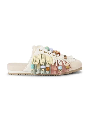 Kurt Geiger London klapki mules damskie skórzane Islington P Fringe Mule biały