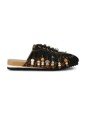 Kurt Geiger London klapki mules damskie skórzane Islington P Fringe Mule czarny