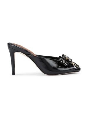 Kurt Geiger London klapki skórzane Belgravia Stud Bow Mule damskie kolor czarny na słupku 4711005309