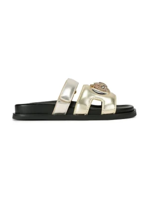 Kurt Geiger London klapki skórzane Eagle Cut Out Sandal damskie kolor złoty na platformie 4732666109