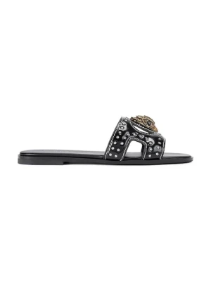 Kurt Geiger London klapki skórzane Eagle Stud Cut Out Flat damskie kolor czarny 4734400309