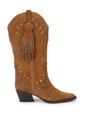 Kurt Geiger London kowbojki damskie zamszowe Oxford Western Tassel brązowy