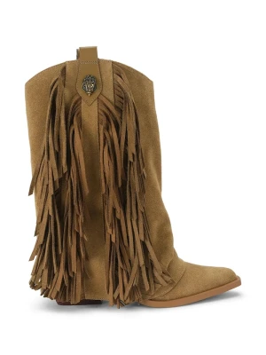 Kurt Geiger London kozaki damskie skórzane Albany Fringe Western brązowy