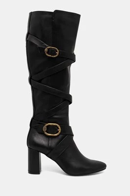 Kurt Geiger London kozaki skórzane Mayfair Strappy Knee Boot damskie kolor czarny na słupku 3483800109