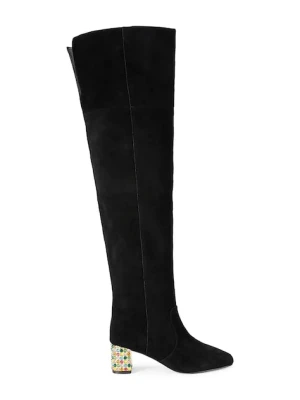 Kurt Geiger London kozaki zamszowe Chelsea Block Otk Boot damskie kolor czarny na słupku 5003300209