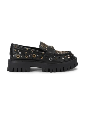 Kurt Geiger London mokasyny damskie skórzane Studded Chunky Loafer czarny