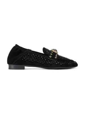 Kurt Geiger London mokasyny zamszowe Chelsea Crystal Loafer damskie kolor czarny na płaskim obcasie 4726709209