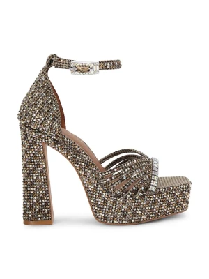 Kurt Geiger London sandały na słupku Crystal Strap Platform beżowy