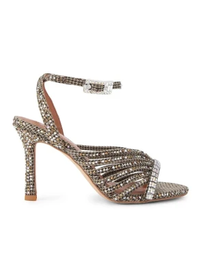 Kurt Geiger London sandały na wysokim obcasie Crystal Strappy Sandal brązowy