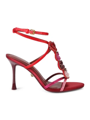 Kurt Geiger London sandały na wysokim obcasie Kiss Sandal Pink Comb Fabric czerwony