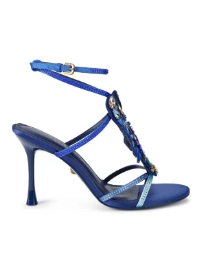 Kurt Geiger London sandały na wysokim obcasie Lobster Sandal Blue Fabric