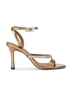 Kurt Geiger London sandały na wysokim obcasie skórzane Crystal Strap Sandal