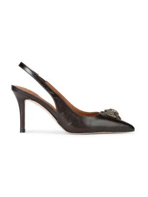 Kurt Geiger London szpilki skórzane Belgravia High Sling Brown czarny
