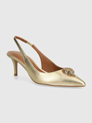 Kurt Geiger London szpilki skórzane Belgravia Sling Back kolor złoty 9786961109