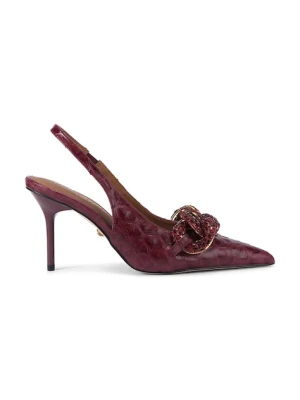 Kurt Geiger London szpilki skórzane Crystal Chain Slingback kolor czerwony 4986554719